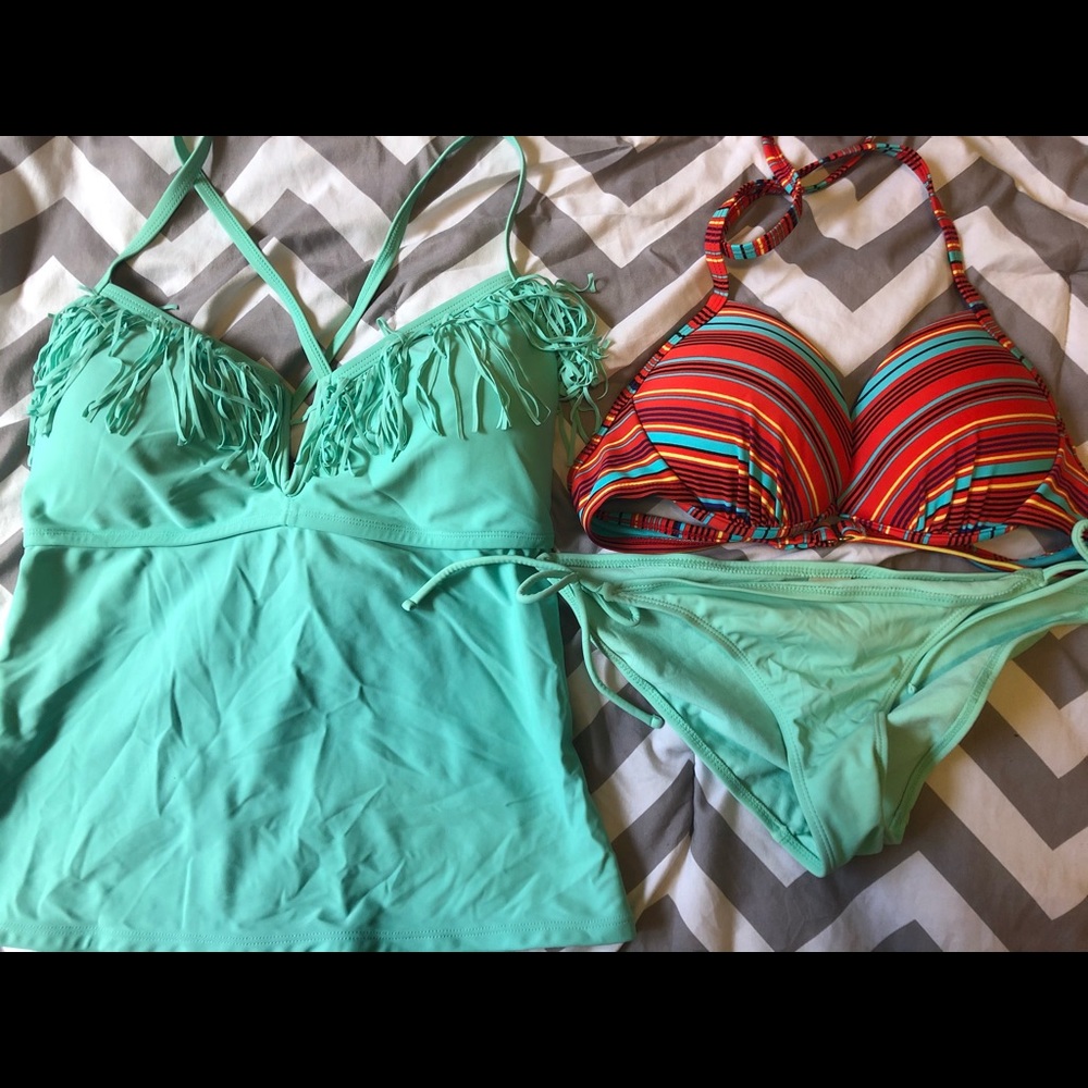 Fringe Tankini and Push up Bikini